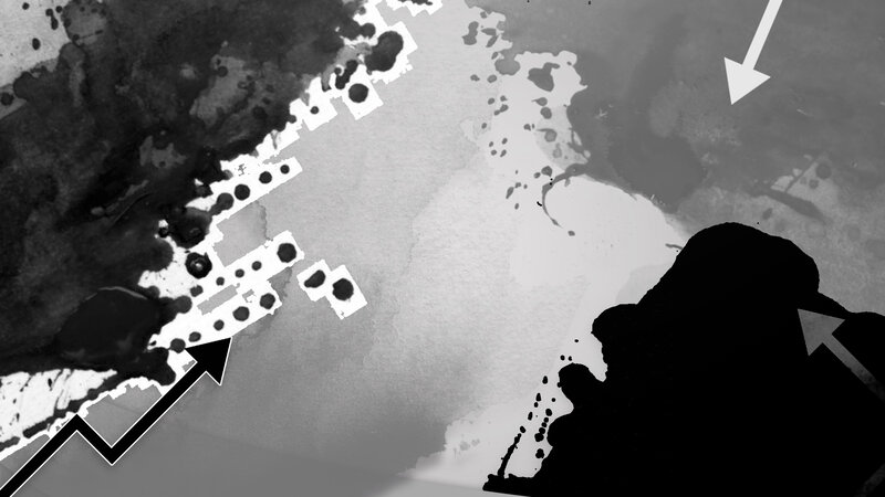 Abstract Ink Splatter — Black, Dramatic, Arrows