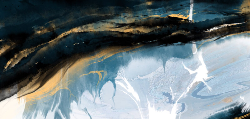 Abstract Ink Wash — Blue
