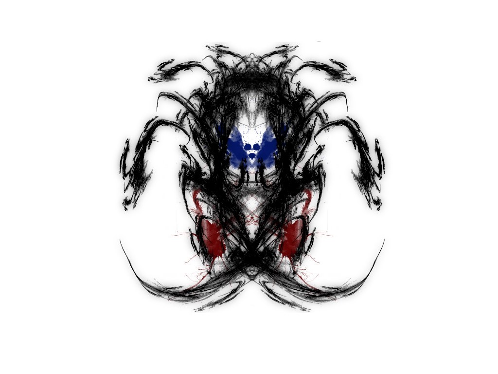 Abstract inkblot with skull