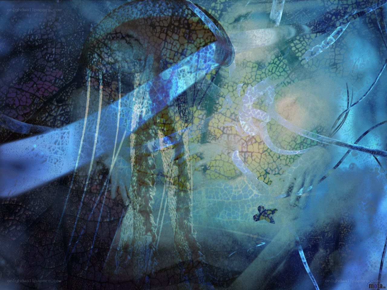 abstract jellyfish underwater scene