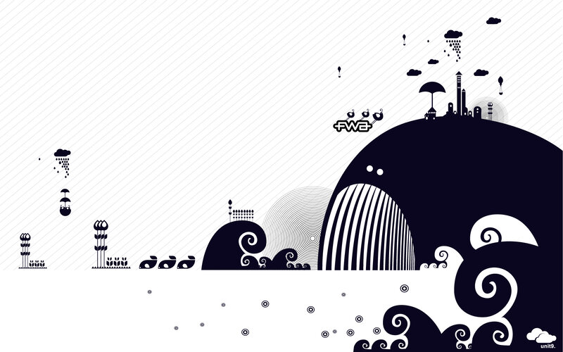 Abstract Landscape Illustration — Black