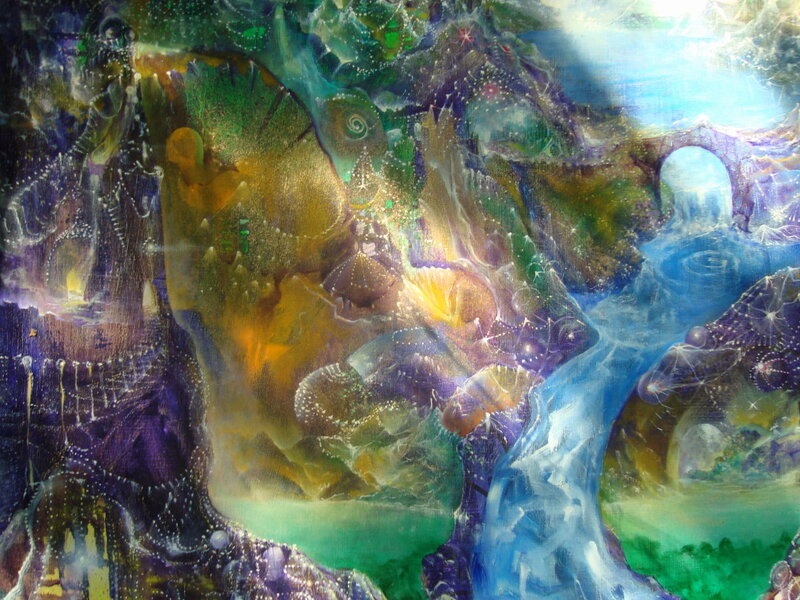 Abstract Landscape Painting — Blue, Dreamy, River
