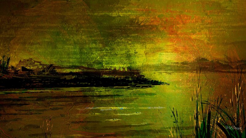 Abstract Landscape Painting — Green, Dramatic