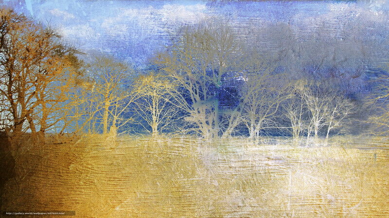 Abstract landscape with bare trees