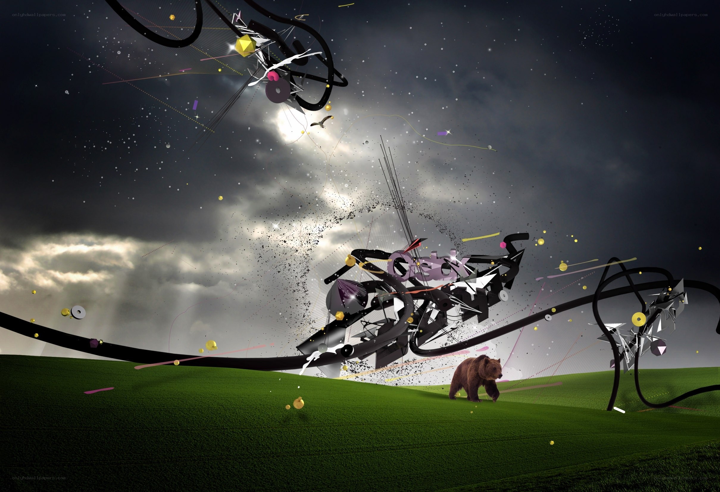 abstract landscape with bear
