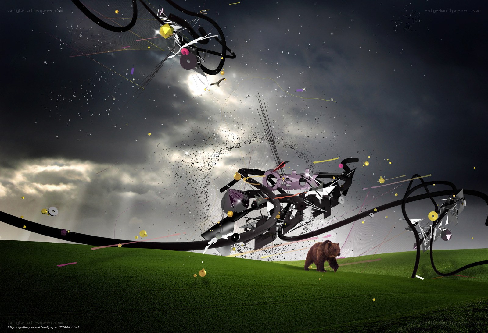 abstract landscape with bear