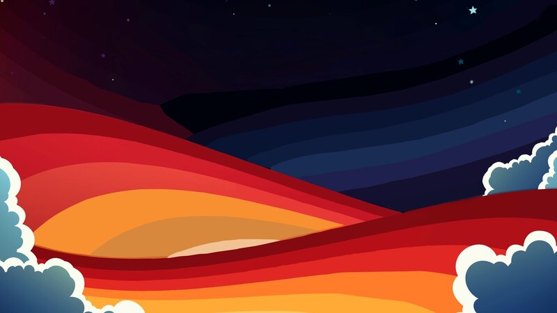 Abstract Landscape with Clouds — Red