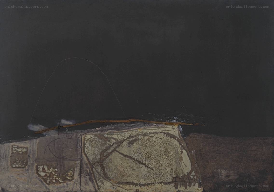 Abstract landscape with dark sky