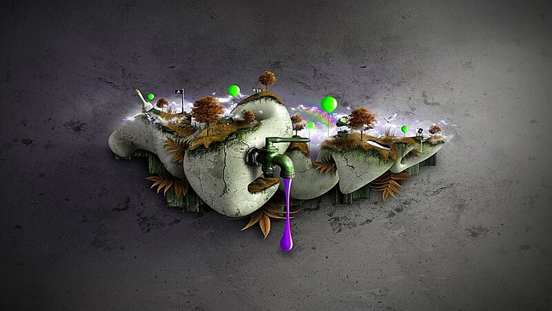 abstract landscape with faucet