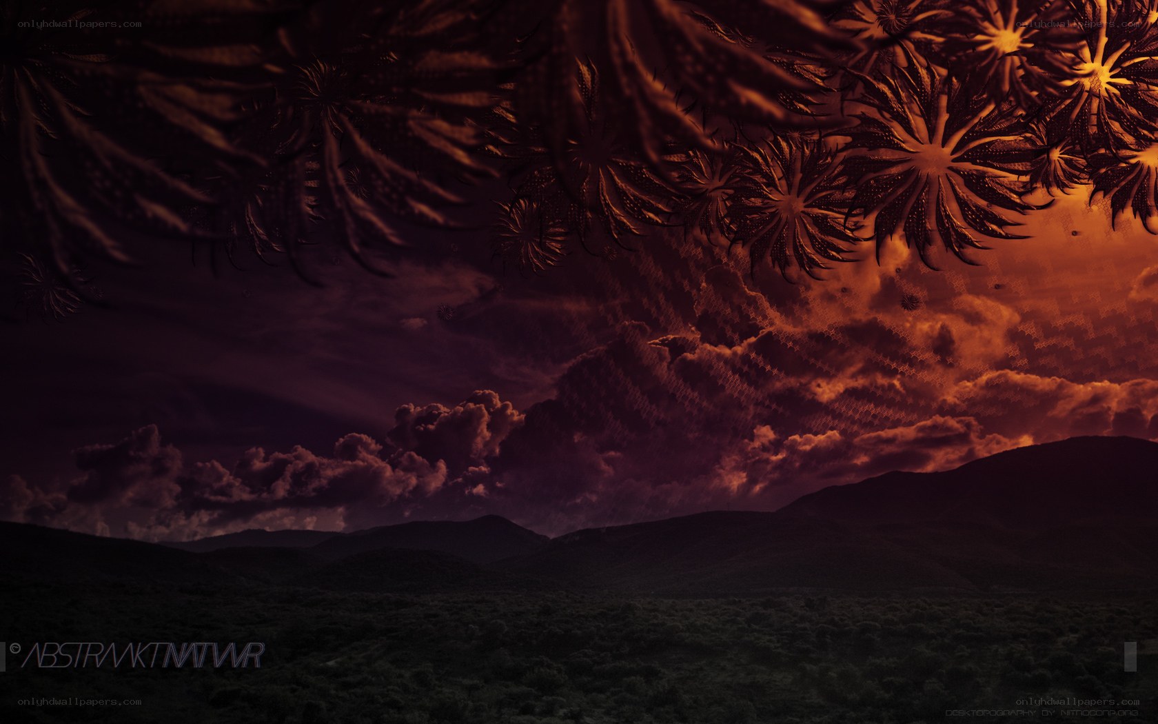 Abstract landscape with fractal sky