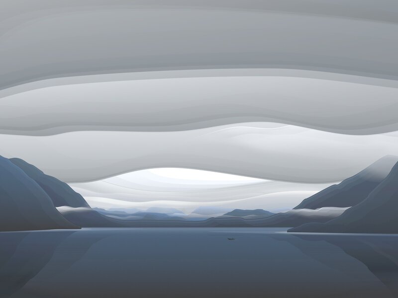 Abstract landscape with layered clouds