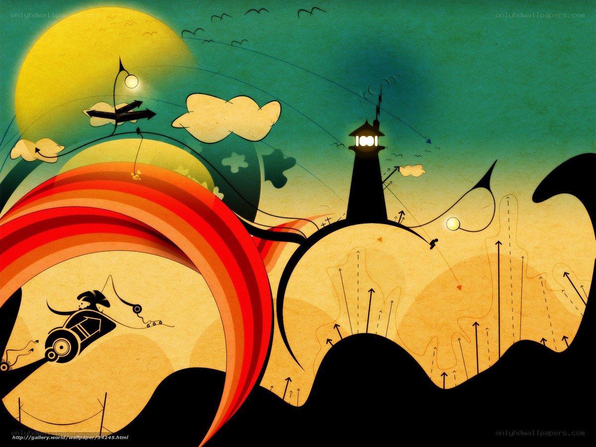 abstract landscape with lighthouse