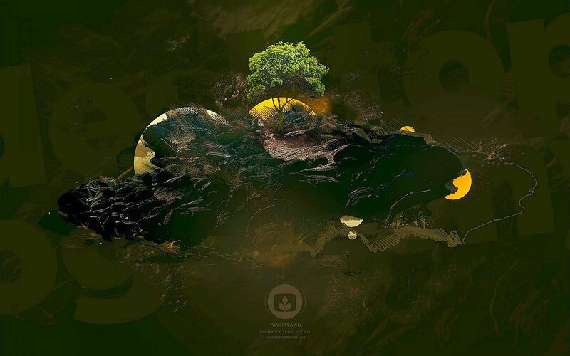Abstract landscape with tree and suns