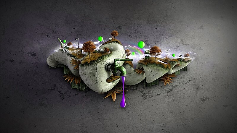 abstract landscape with water tap