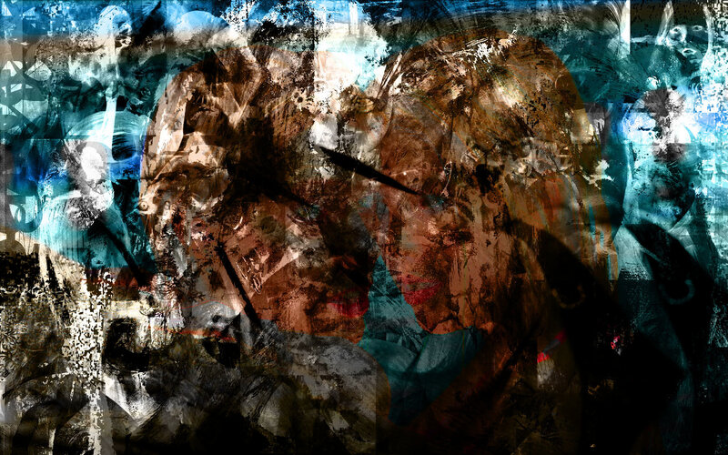 abstract layered portrait collage