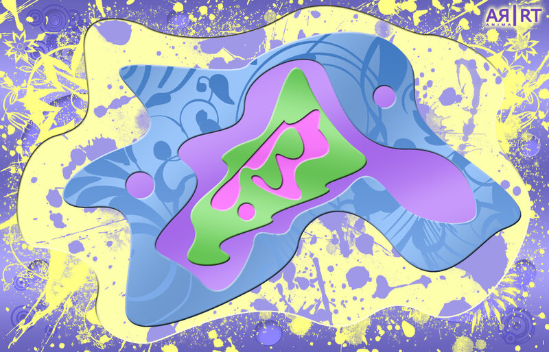 Abstract Layered Shapes — Purple