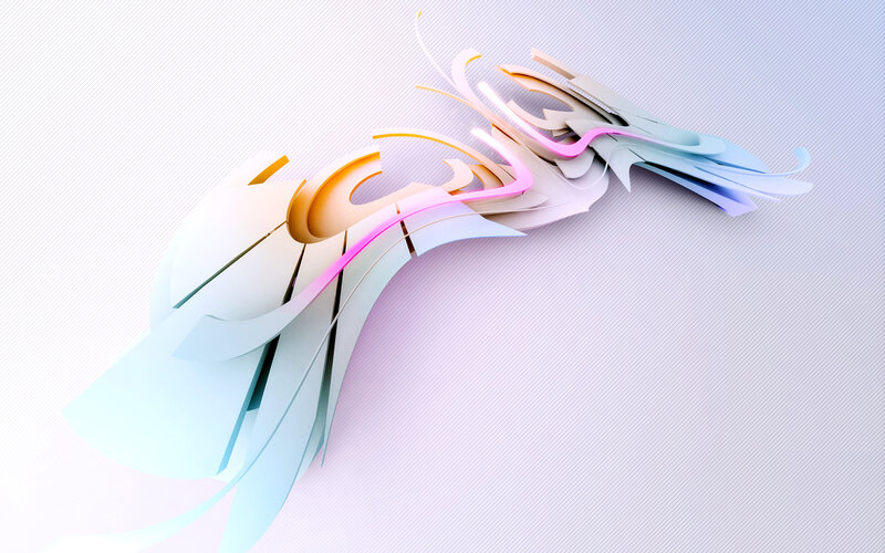Abstract Layered Shapes — White