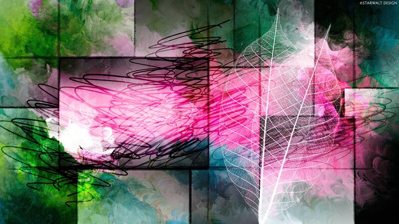 Abstract leaf collage art