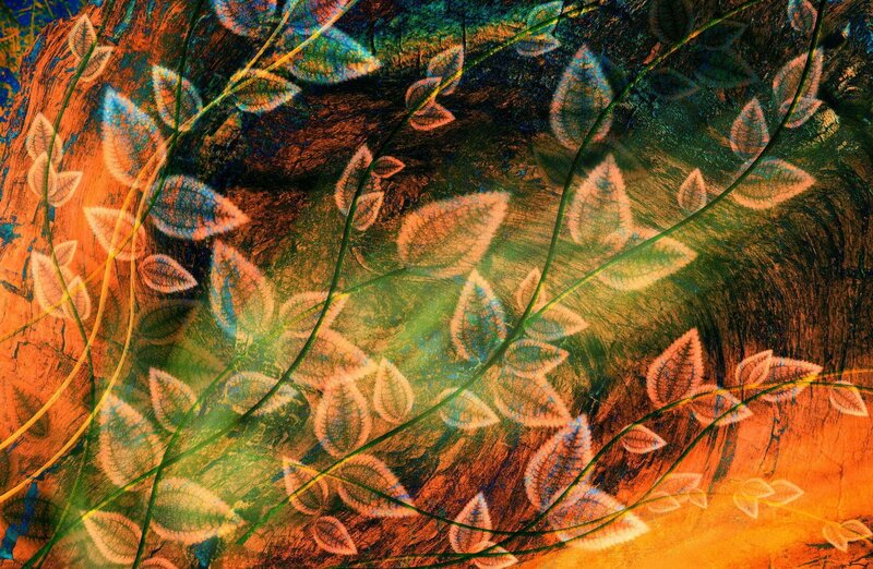 Abstract leaf pattern on textured background
