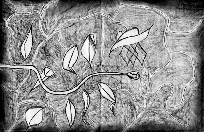 Abstract leafy vine drawing