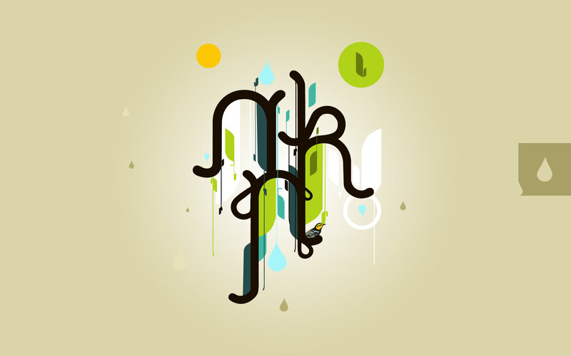 abstract letter art with nature elements