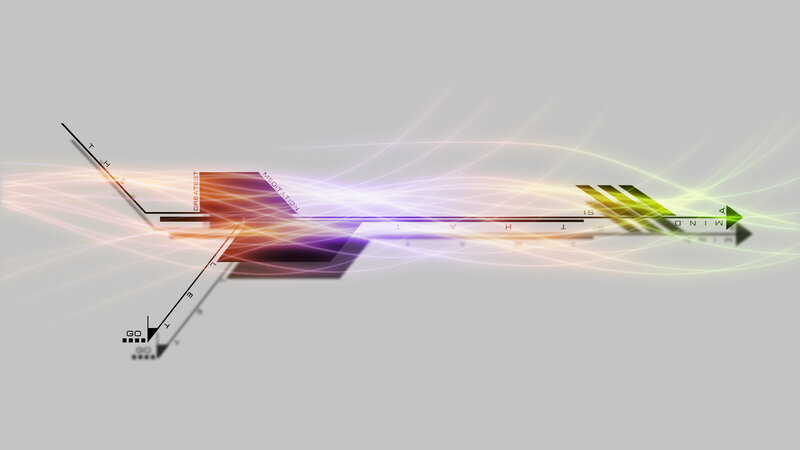 Abstract light beam with text