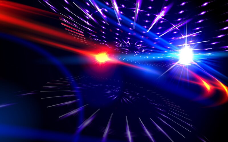 Abstract Light Beams — Blue, Dynamic, Digital Art, Light Rays, Stars