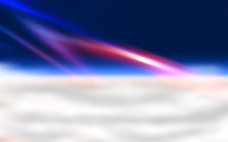 Abstract light beams over clouds
