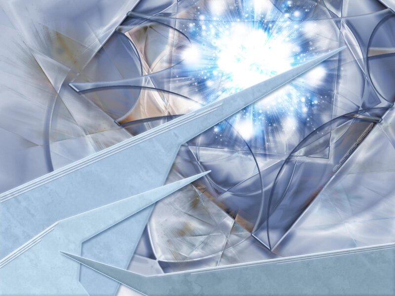 Abstract Light Burst — Blue, Dramatic, Digital Art, Crystal