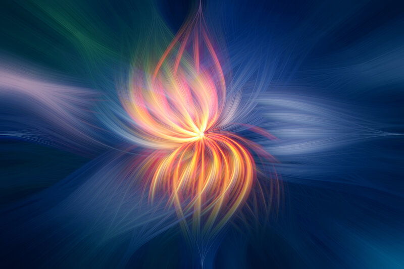 Abstract Light Burst — Blue, Dynamic, Digital Art, Color