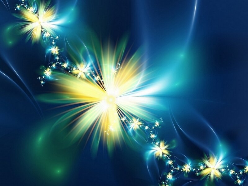 Abstract Light Burst — Blue, Energetic, Digital Art, Stars, Fractal