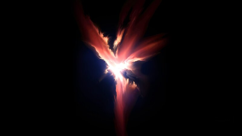 Abstract Light Burst — Red, Dramatic, Digital Art, White