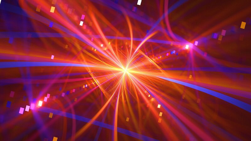 Abstract Light Burst — Red, Energetic, Digital Art, Light Rays