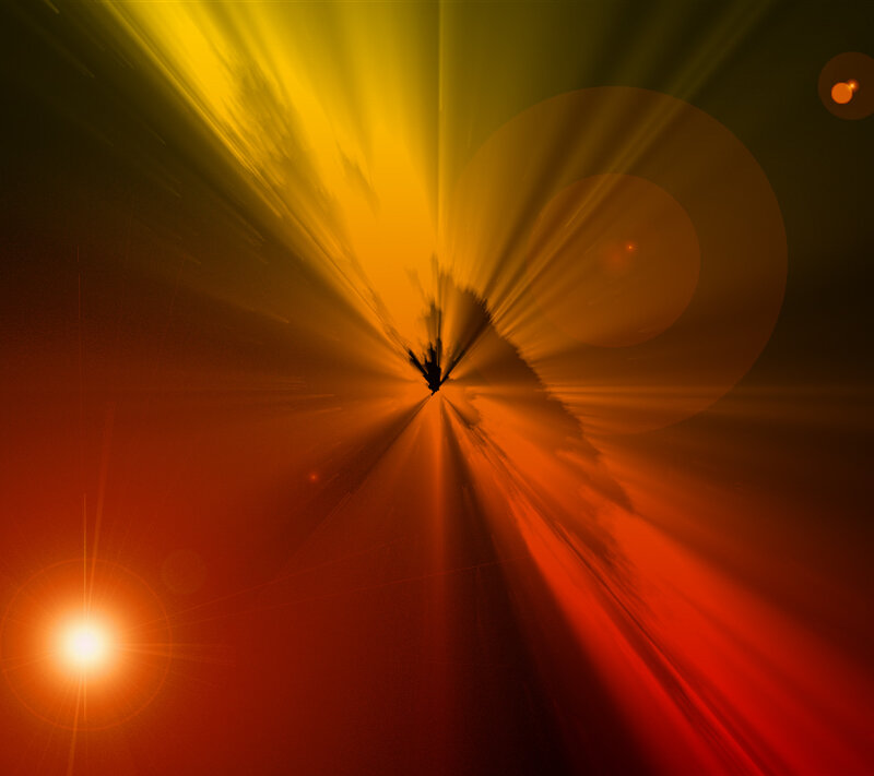 Abstract Light Burst — Red