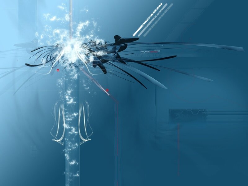 Abstract Light Explosion — Blue, Dramatic, Digital Art