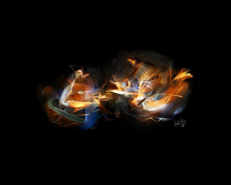Abstract Light Forms — Black, Dramatic, Digital Art