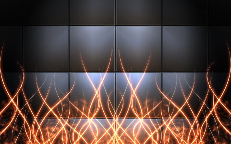 Abstract light lines on dark tiles