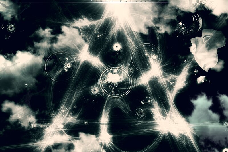 Abstract Light Patterns — Black, Dramatic, Digital Art, Light Beams