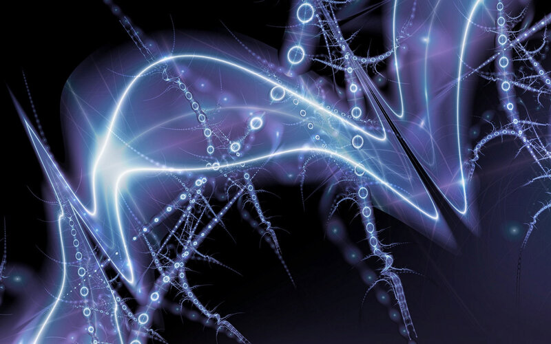 Abstract Light Patterns — Blue, Ethereal, Digital Art, Circles, Lines, Glow, Purple
