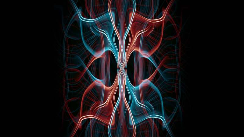 Abstract Light Patterns — Red, Dynamic, Digital Art