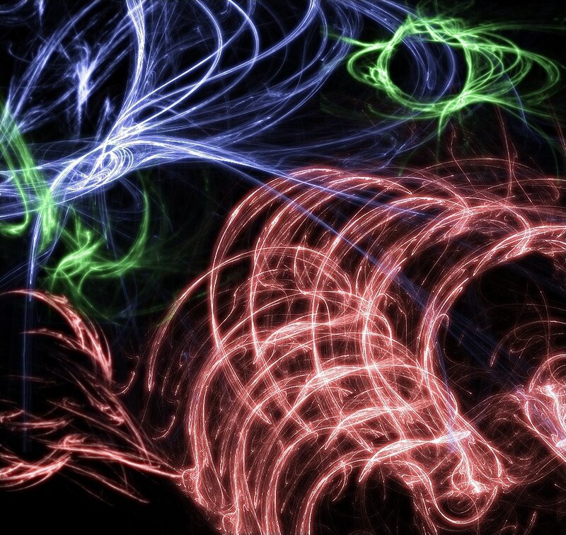 Abstract Light Patterns — Red, Energetic, Digital Art, Light Trails