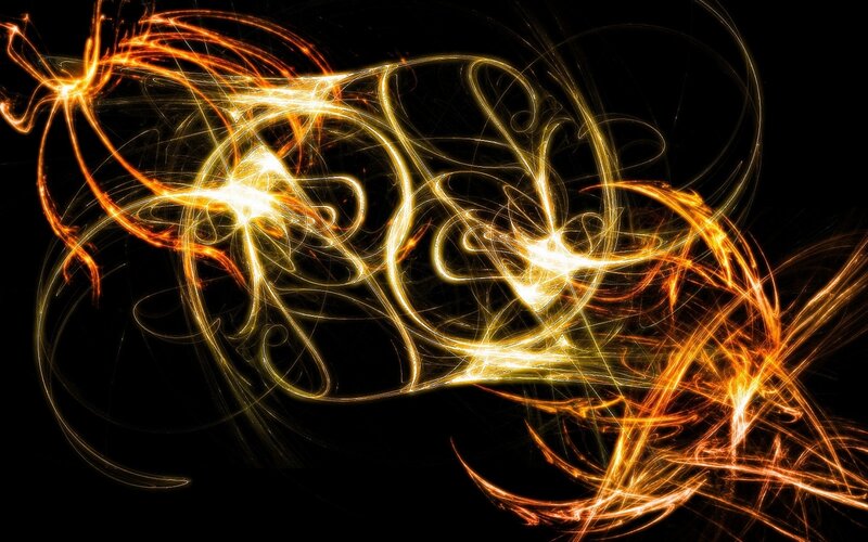 Abstract Light Patterns — Yellow, Dynamic, Digital Art, Light Trails