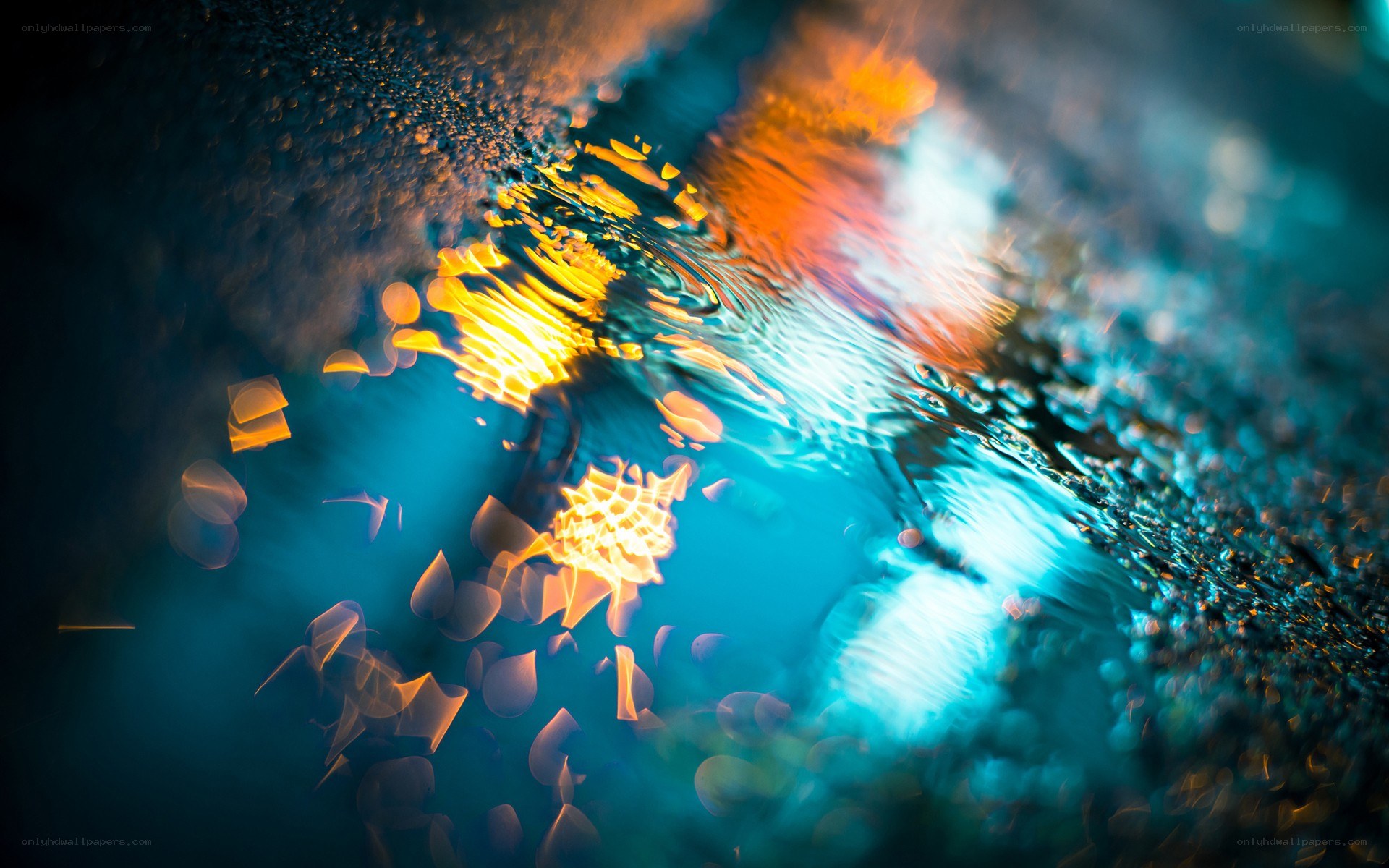 Abstract light reflections on water