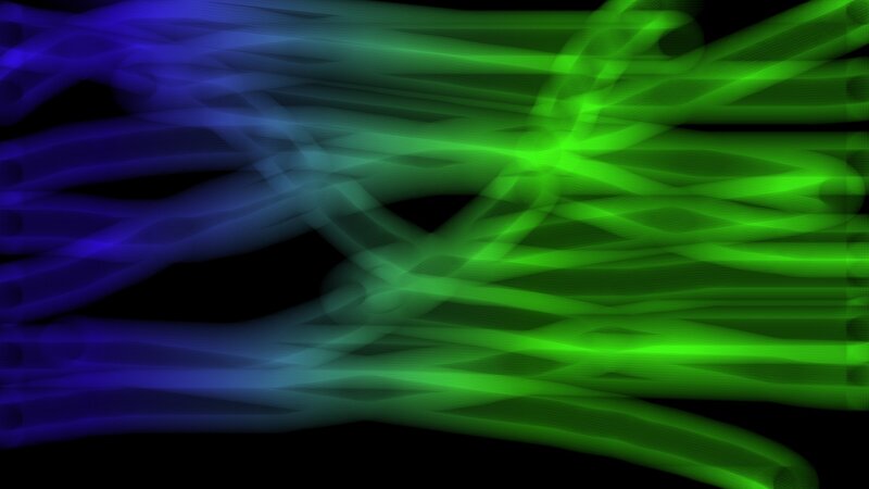 Abstract Light Streaks — Green, Dynamic, Digital Art, Lines, Black Background