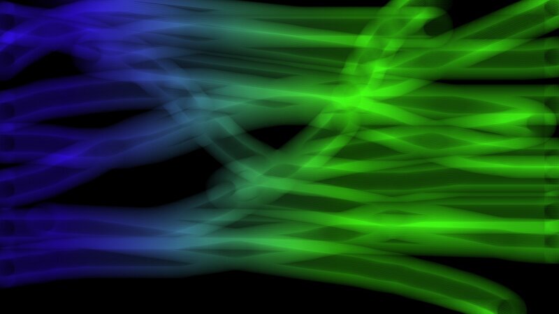Abstract Light Streaks — Green, Dynamic, Lines, Black Background