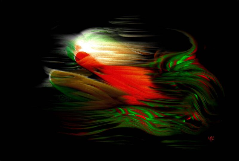 Abstract Light Streaks — Red, Dynamic, Digital Art, Light Trails