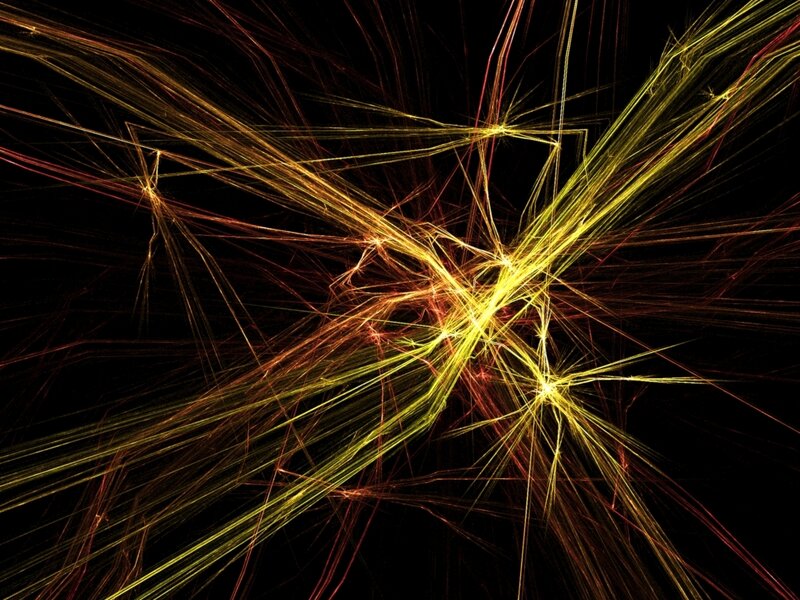 Abstract Light Streaks — Yellow, Dynamic, Digital Art, Lines, Dark Background