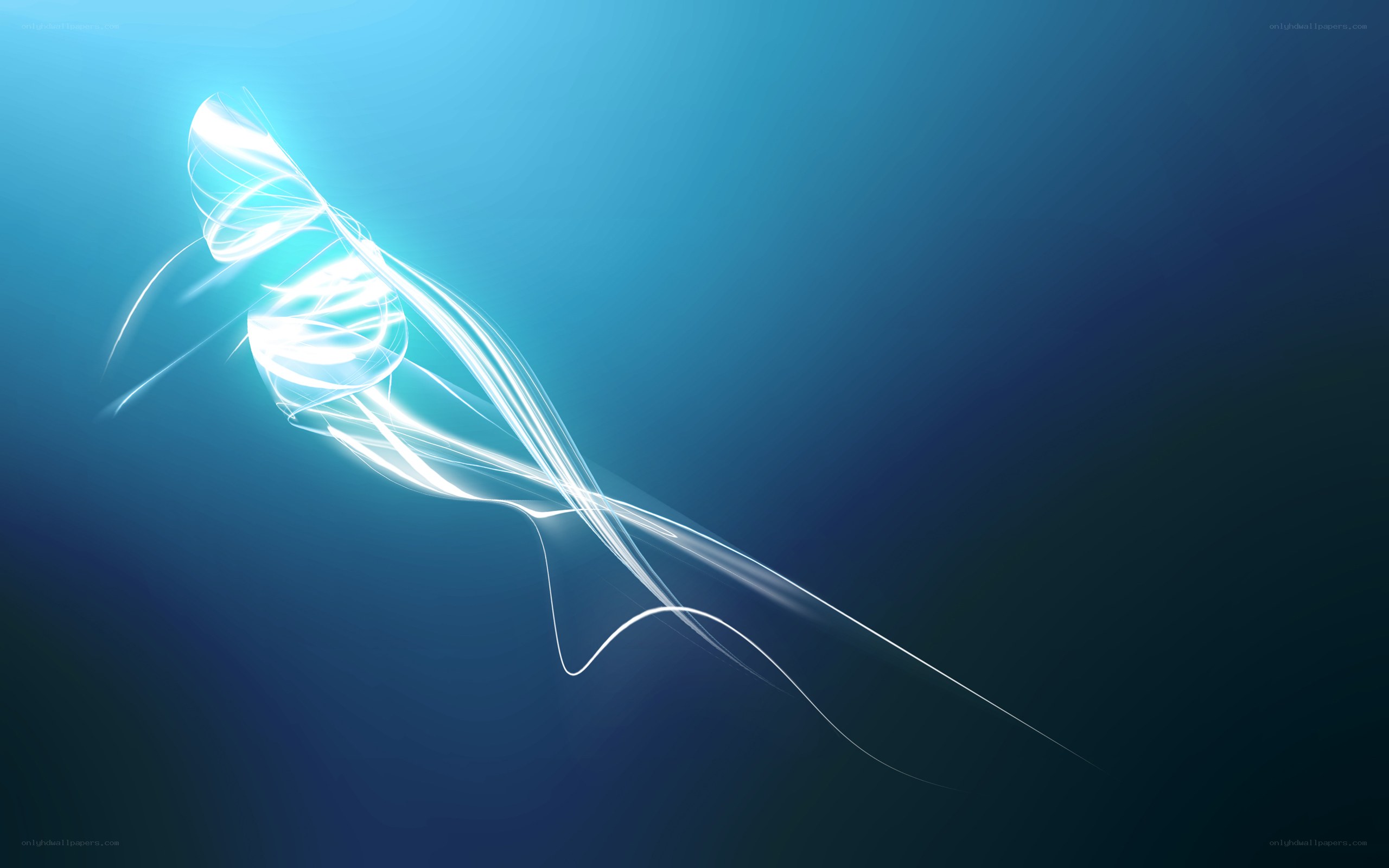 Abstract light swirl on blue