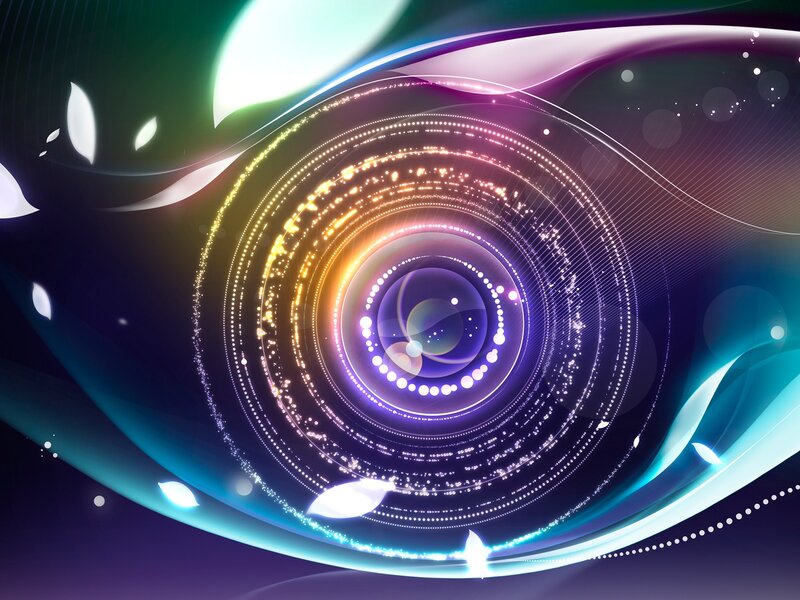 Abstract Light Swirl — Purple, Dynamic, Digital Art, Light Circles