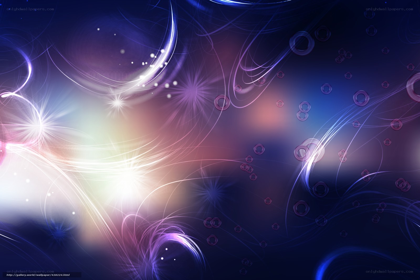 Abstract light swirls and stars